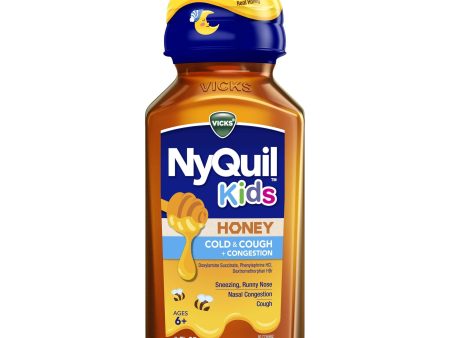 Vicks NyQuil Kids Honey Cold & Cough + Congestion Liquid Medicine, over-the-counter Medicine, 8 oz Discount