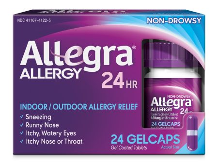 Allegra Adult 24 Hour Non-Drowsy Antihistamine Allergy Relief Medicine 180mg Gelcaps 24ct Sale