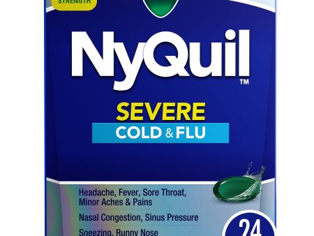 Vicks NyQuil Severe Liquicaps, Nighttime Cold, Cough & Flu Relief, Over-the-Counter Medicine, 24 Ct Sale