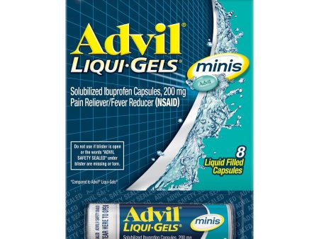 Advil Liqui-Gels Minis Pain and Headache Reliever Ibuprofen, 200 Mg Liquid Filled Capsules, 8 Count For Sale