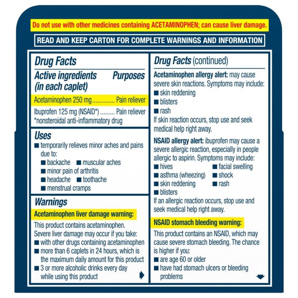 Advil Dual Action Back Pain Caplets Delivers 250Mg Ibuprofen and 500Mg Acetaminophen Per Dose for 8 Hours of Back Pain Relief - 18 Count Online Sale