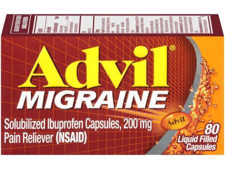 Advil Migraine Pain and Headache Reliever Ibuprofen, 200 mg Liquid Filled Capsules, 80 Count Online now