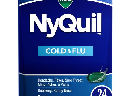 Vicks NyQuil Liquicaps, Nighttime Cold, Cough & Flu Medicine, Over-the-Counter Medicine, 24 Ct Online now