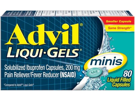 Advil Liqui-Gels Minis Pain and Headache Reliever Ibuprofen, 200 Mg Liquid Filled Capsules, 80 Count Supply