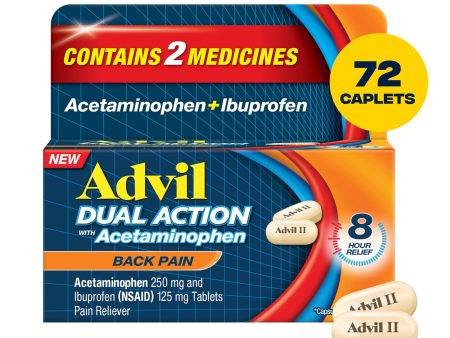 Advil Dual Action Back Pain Caplets Delivers 250Mg Ibuprofen and 500Mg Acetaminophen Per Dose for 8 Hours of Back Pain Relief - 72 Count Online Hot Sale