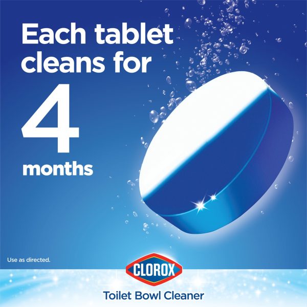 Clorox Bleach and Blue Toilet Bowl Cleaner Tablets, Rain Clean, 4 Count Cheap