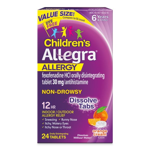 Allegra Children s 12 Hour Non-Drowsy Antihistamine Allergy Relief Medicine 30mg Meltable Tablets 24ct Fashion