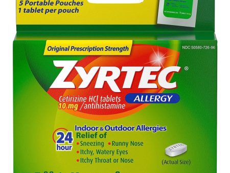 Zyrtec 24 Hour Allergy Relief Tablets, Cetirizine HCl, 5 Ct, (5 x 1 Ct) Sale